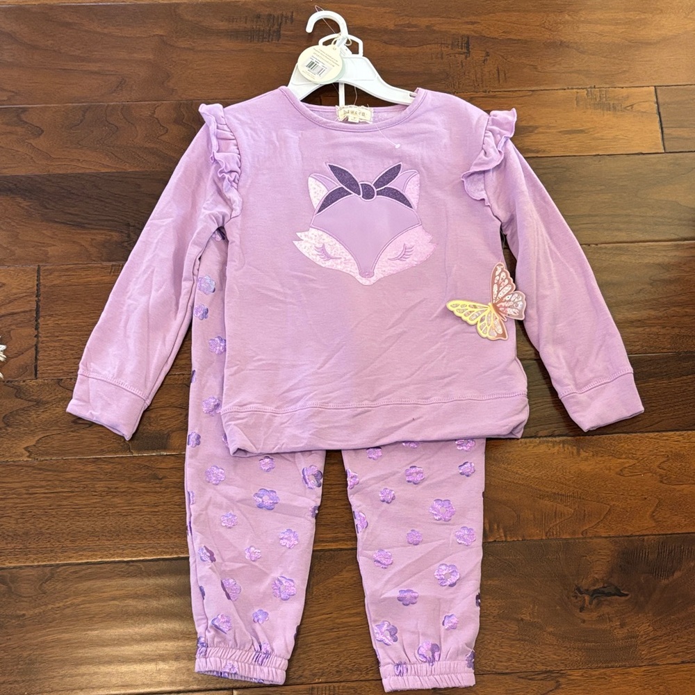 btween Purple Fox Sweatshirt and pants Set